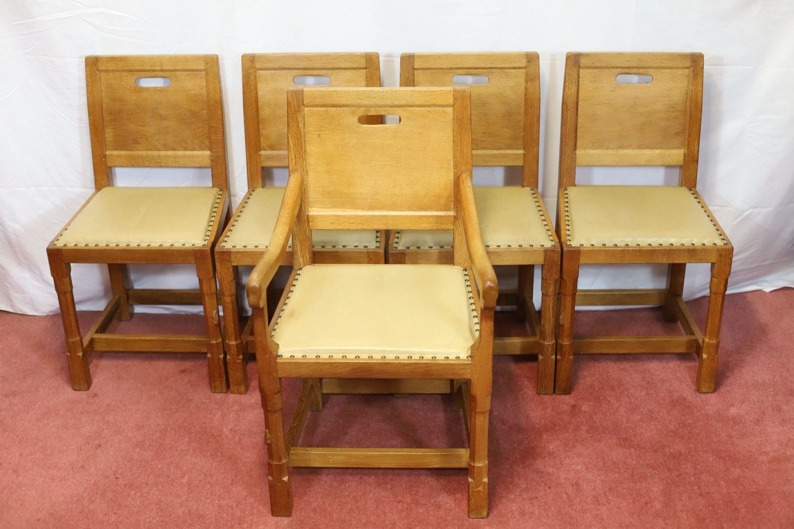 Rabbitman : Peter Heap (1945 2022) Lovely Set Of Five English Oak Dining Chairs photo furniture