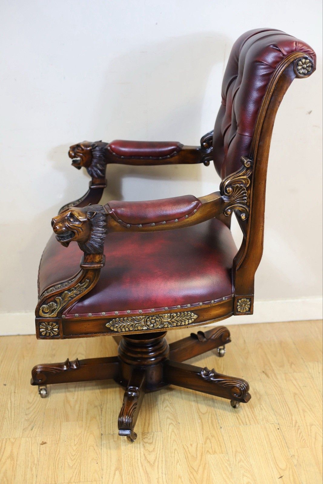 Stunning Victorian Empire Style Gilt Carved Wood Executive Swivel Chair photo 2251.0