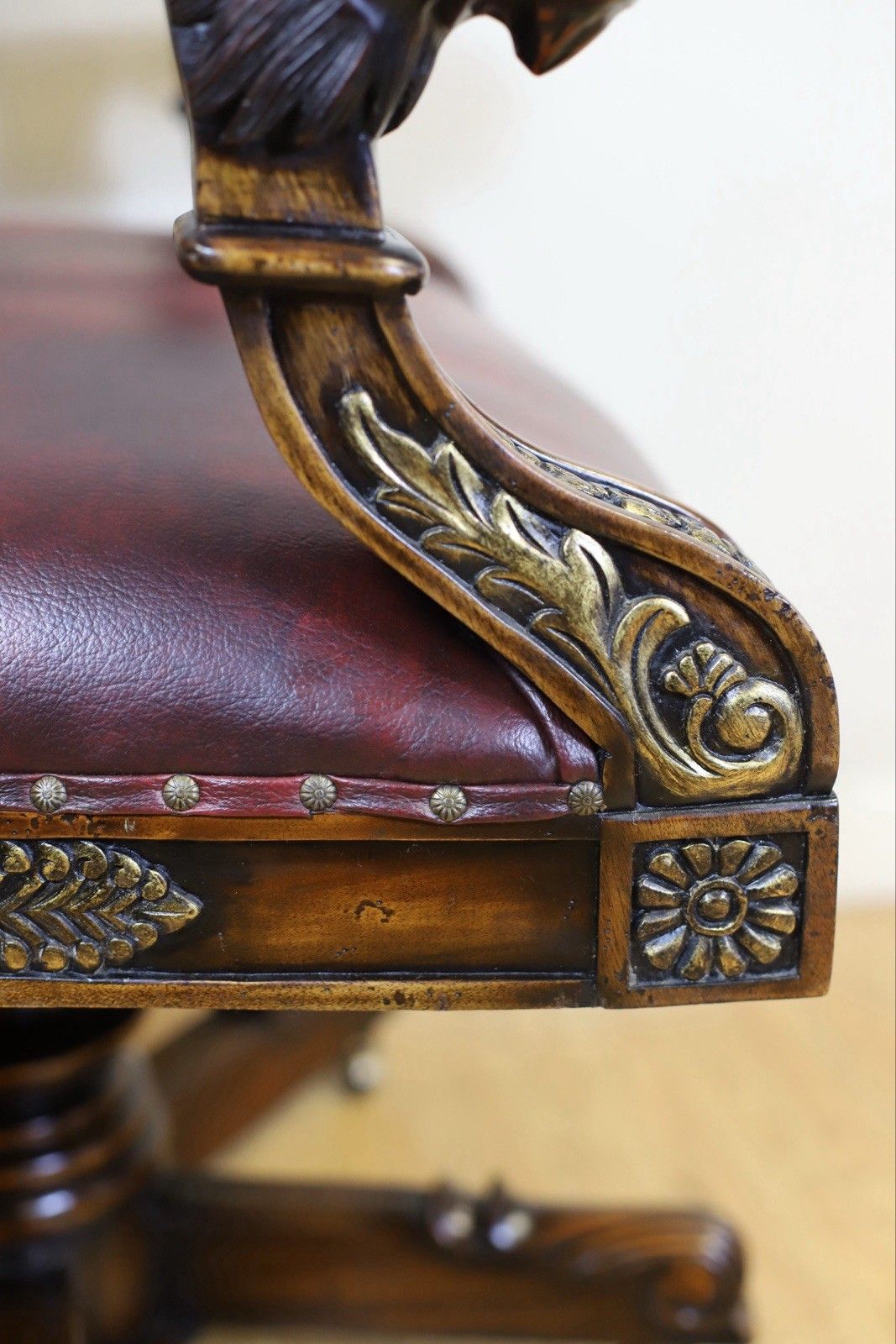photo buy Stunning Victorian Empire Style Gilt Carved Wood Executive Swivel Chair