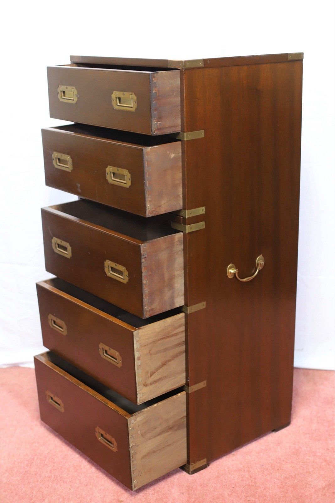 photo vinterior Lovely 1960 Military Campaign Style Chest Of Five Drawers
