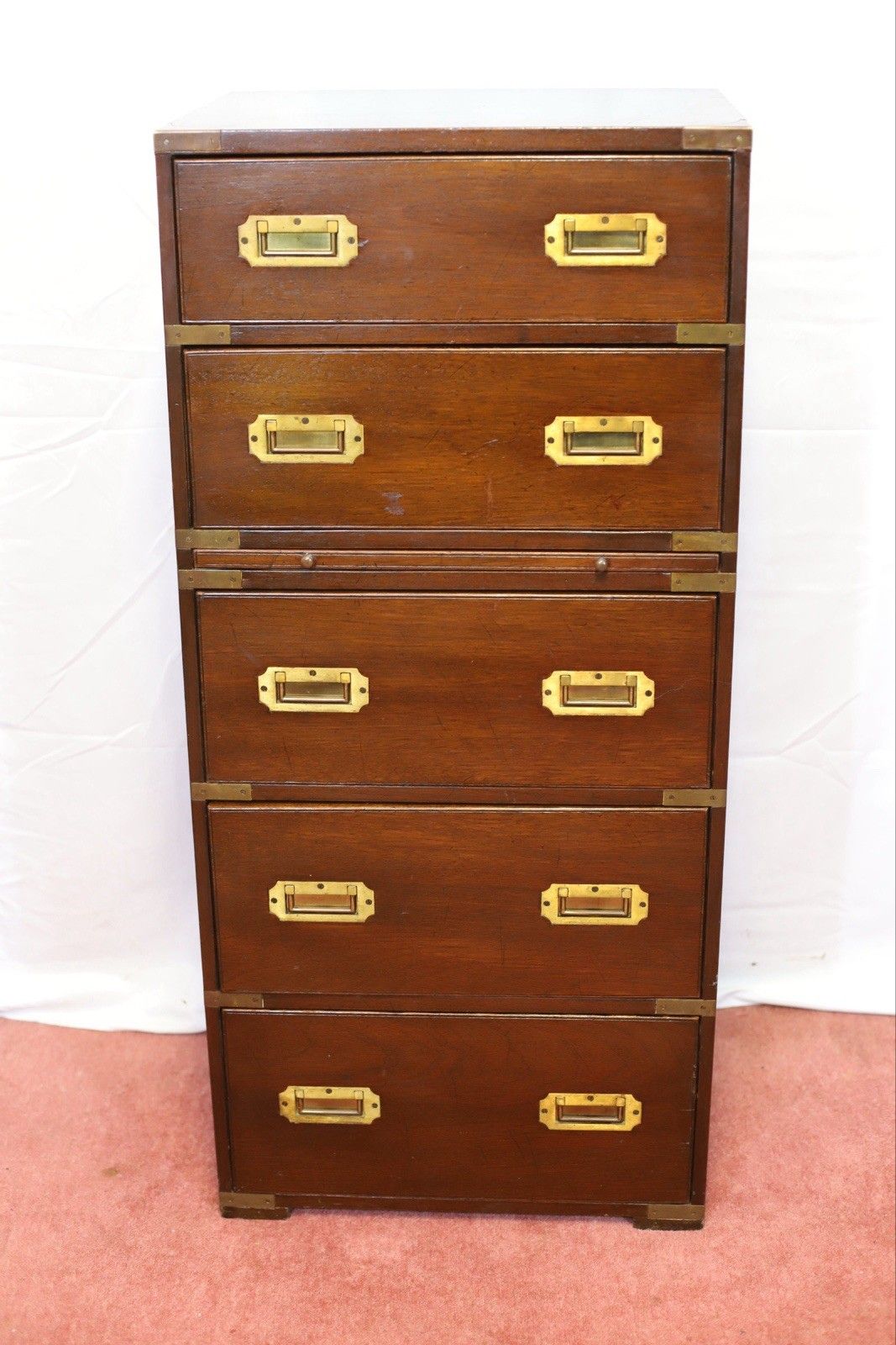 photo buy Lovely 1960 Military Campaign Style Chest Of Five Drawers