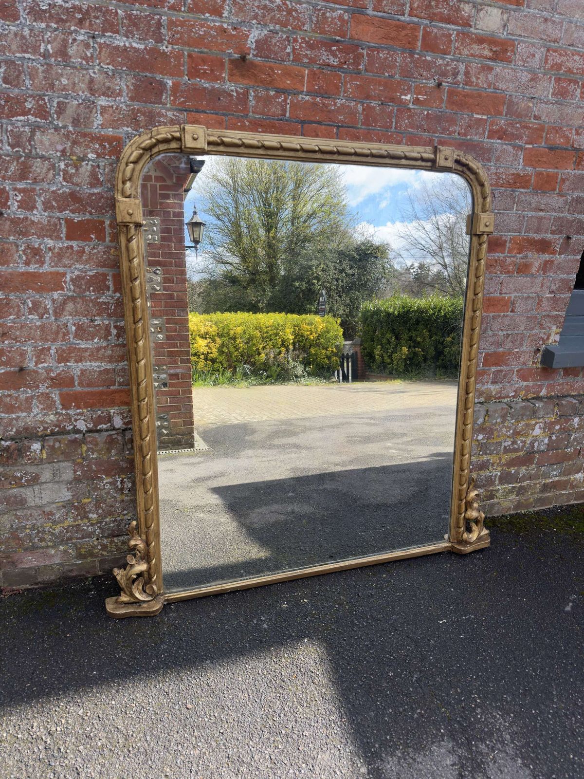 A Stunning Large Antique English 19th C Rope Twist Framed Mirror.