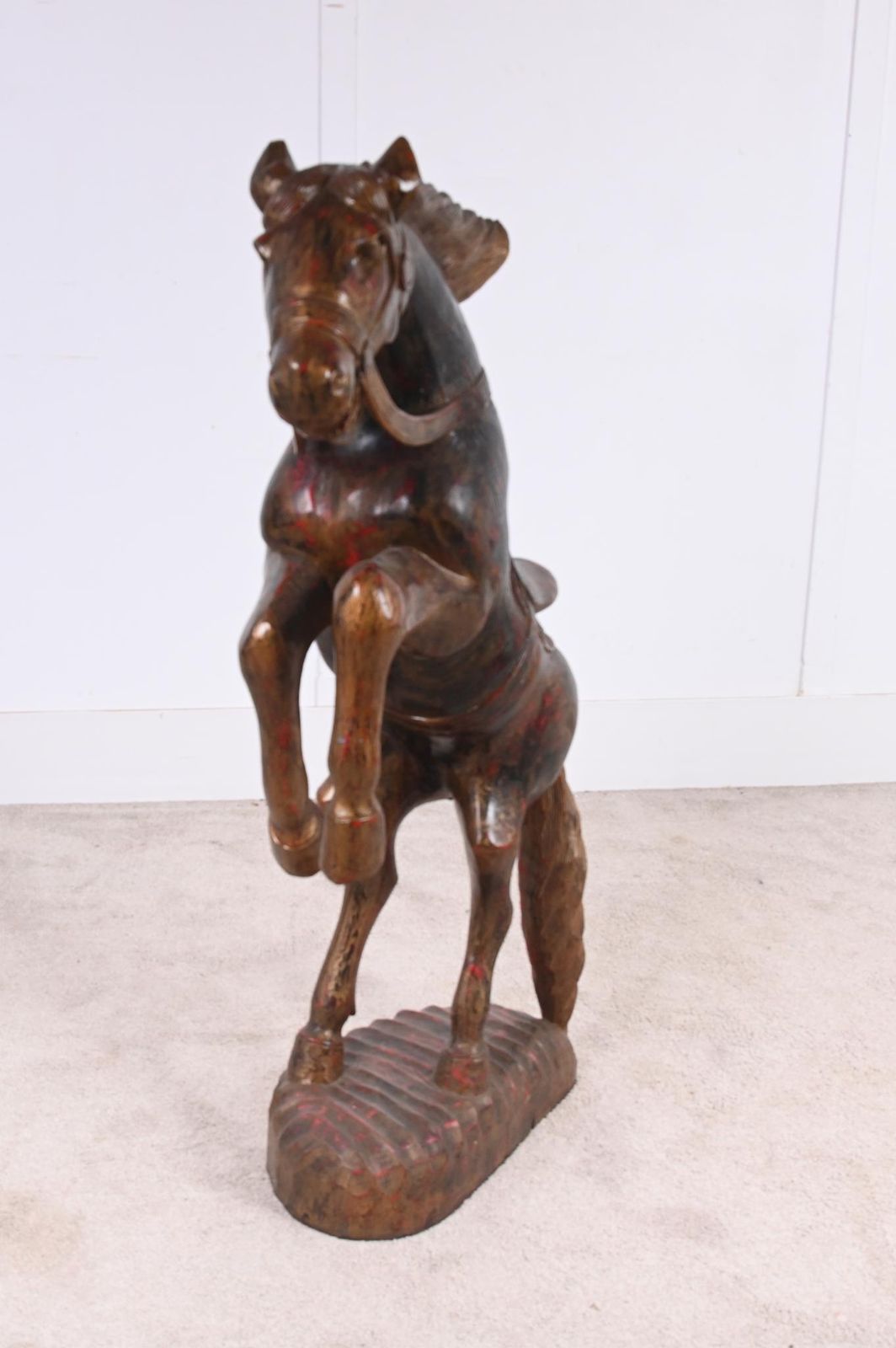 Italian Florentine Rearing Horse Statue Carved Pony 1920 photo for sale