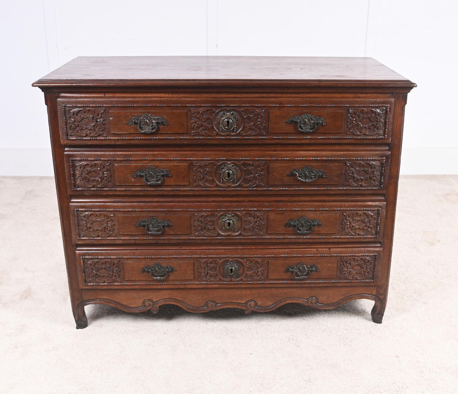 French Provincial Normandy Commode 1780 Oak Chest Drawers photo for sale