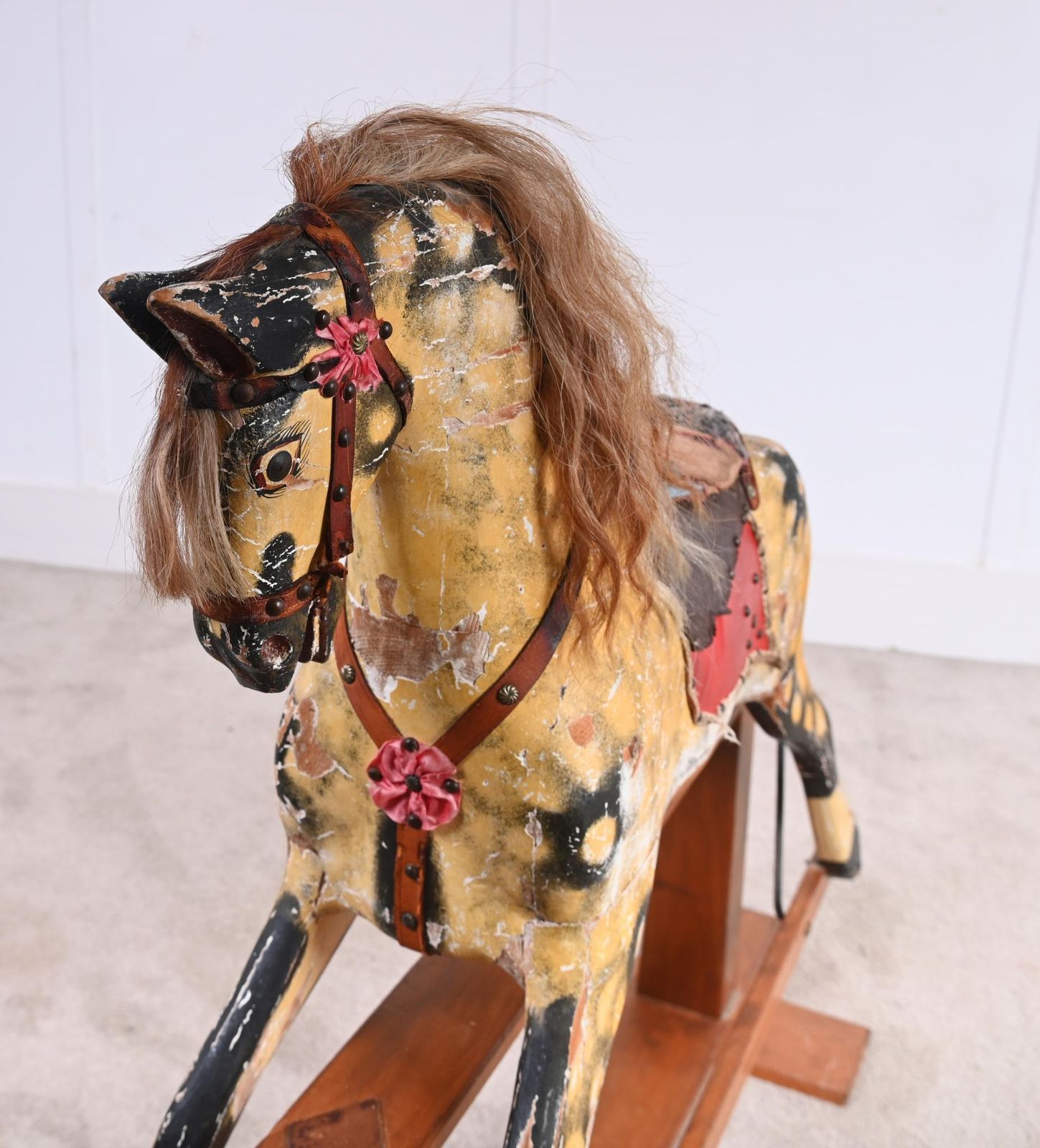 Antique Wooden Rocking Horse Children Toy photo Home Decor