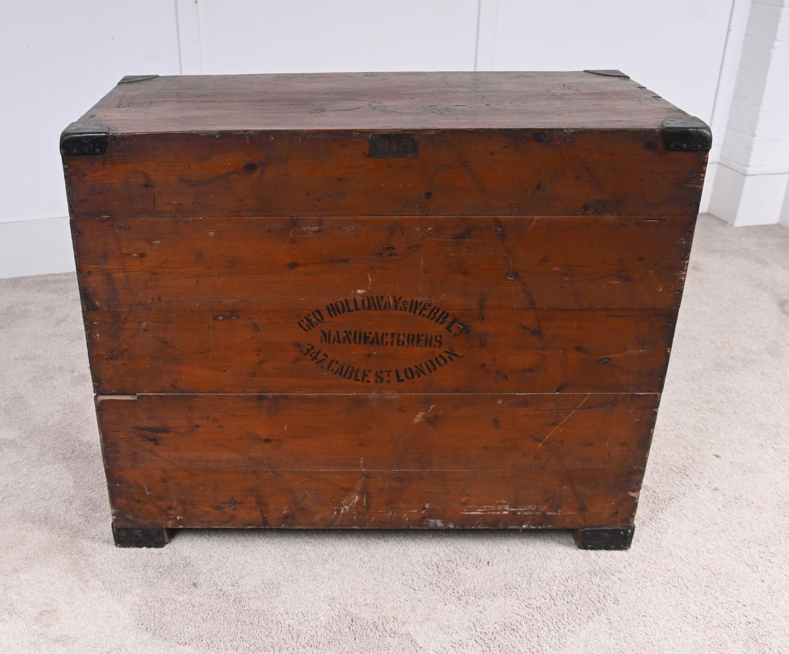 photo furniture Antique Military Campaign Chest Pine Holloway And Son 1880
