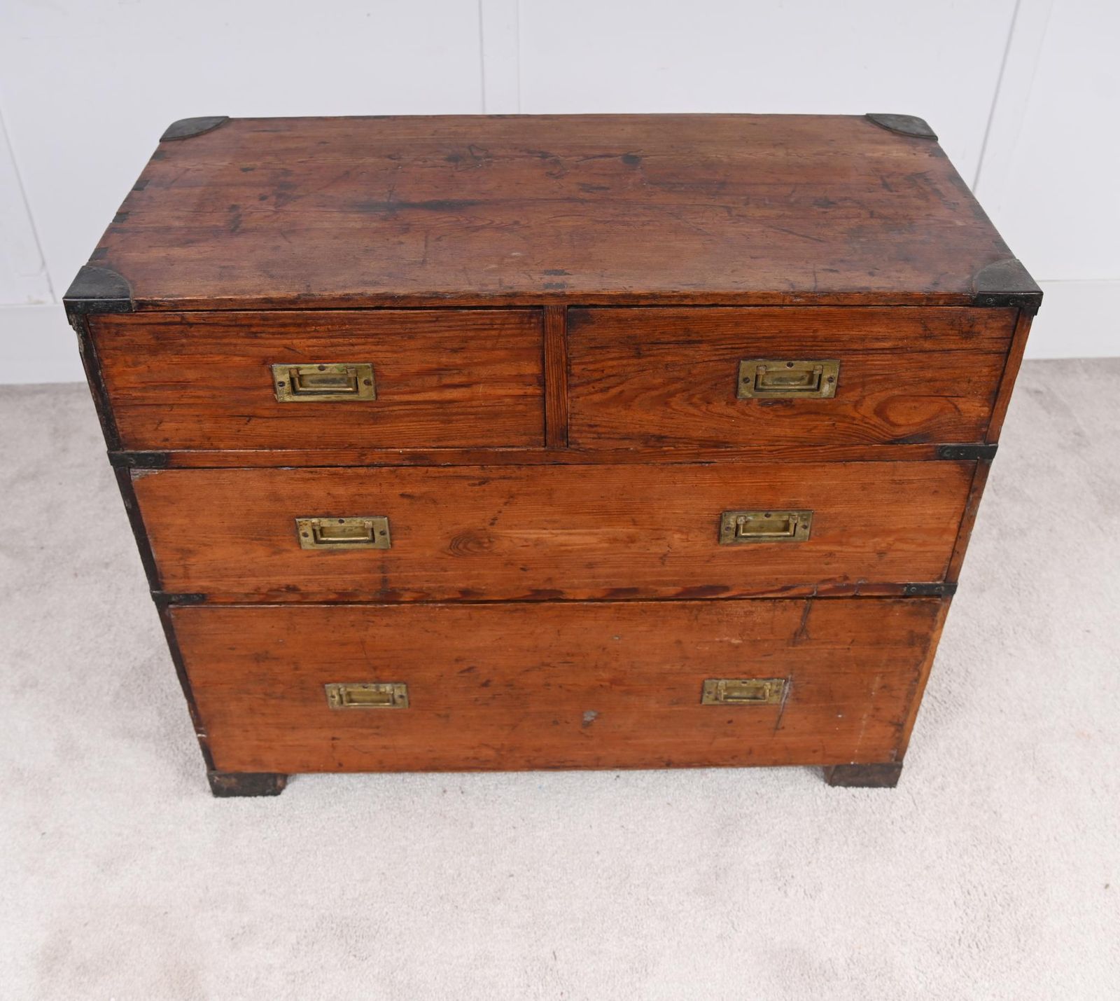 1650.0 Antique Military Campaign Chest Pine Holloway And Son 1880 photo
