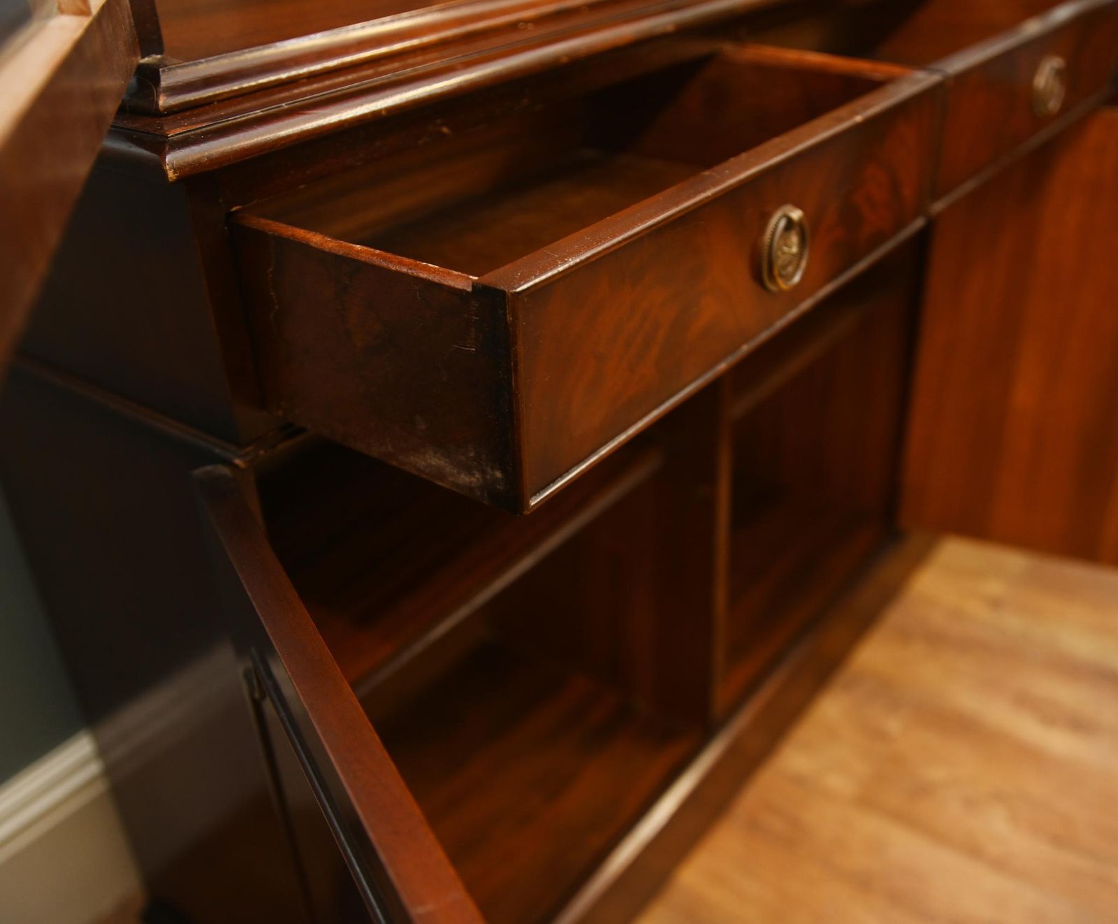 Georgian Revival Mahogany Bookcase Cabinet photo vintage