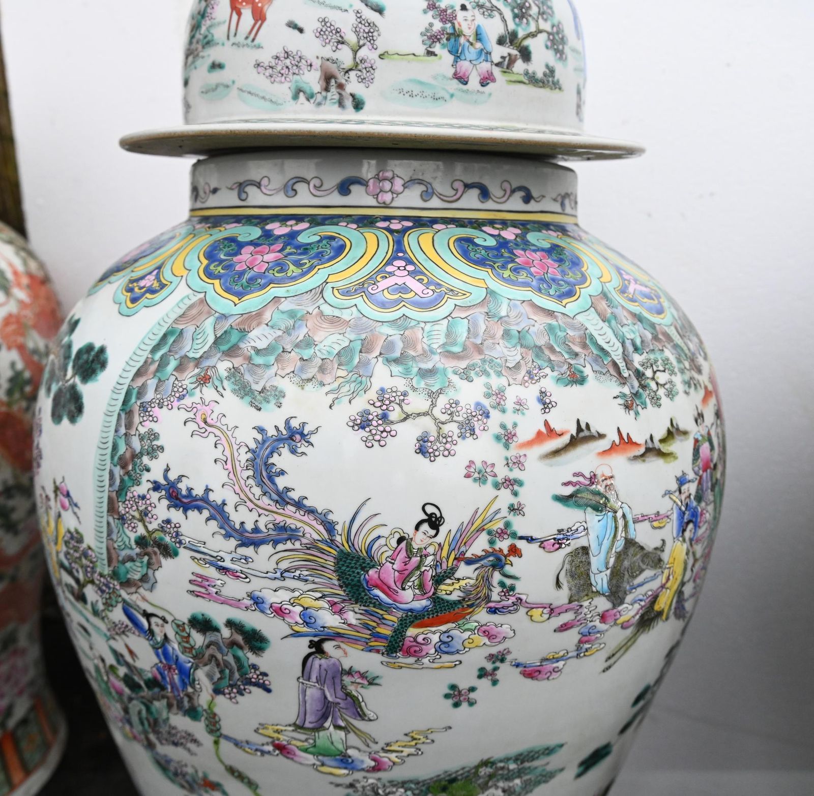 photo vinterior Pair Chinese Porcelain Vases   Qianlong Ginger Jars 4ft Tall