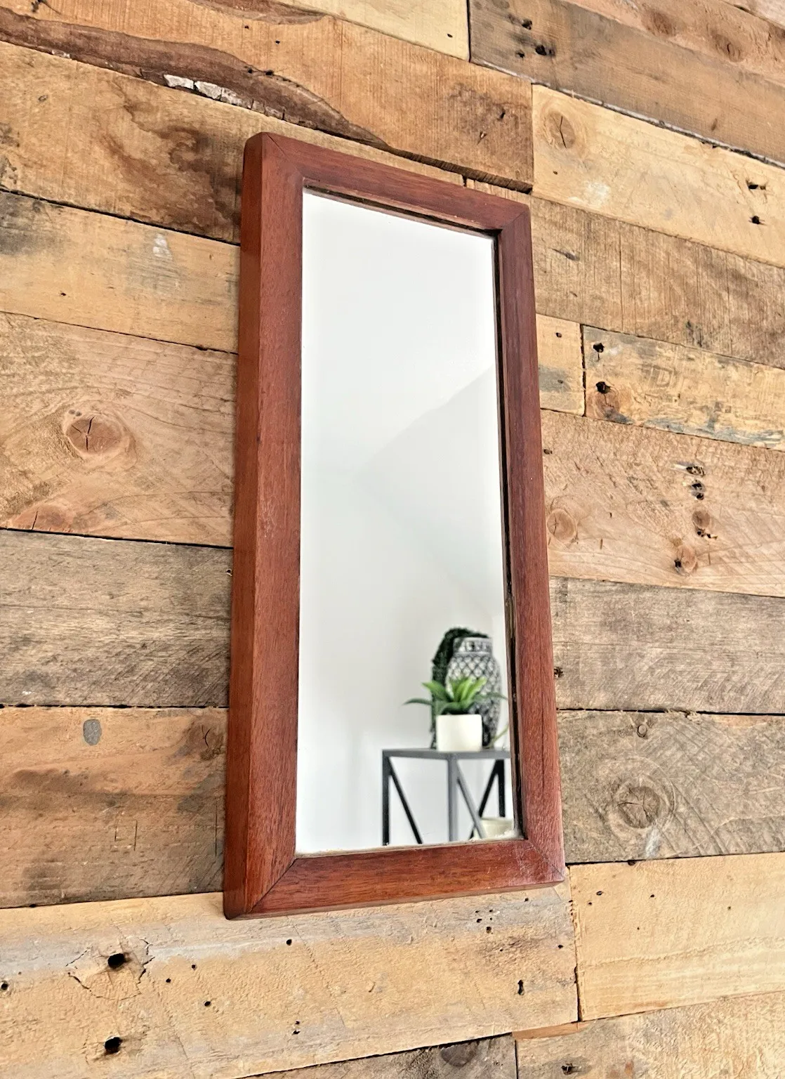 Mid Century Danish Teak Wall Mirror 60's Scandi Minimalist Vintage 1960's Mcm