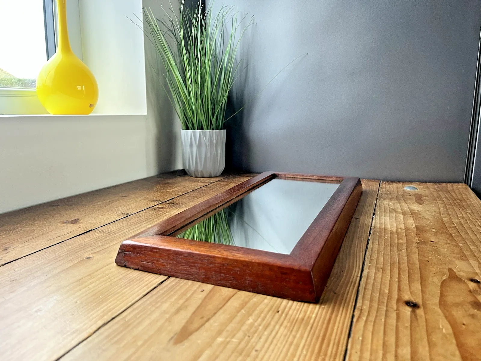 Mid Century Danish Teak Wall Mirror 60's Scandi Minimalist Vintage 1960's Mcm photo Home Decor