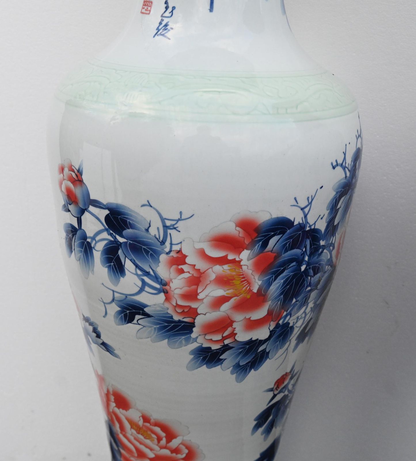 Pair Chinese Kangxi Style Porcelain Vases Temple Urns 5 Ft 143 Cm photo vintage