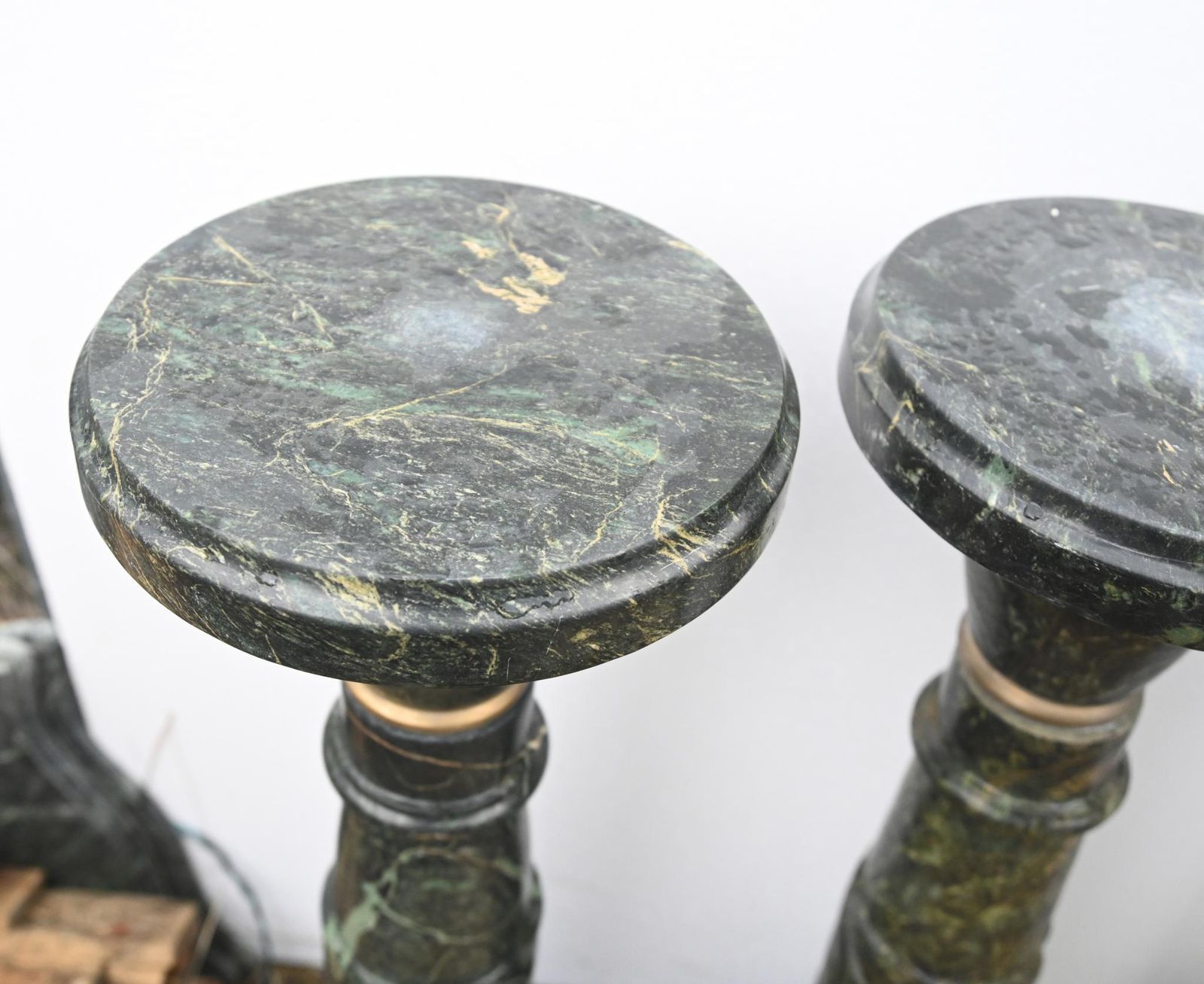 photo for sale Pair Italian Marble Pedestal Stand Columns Classical