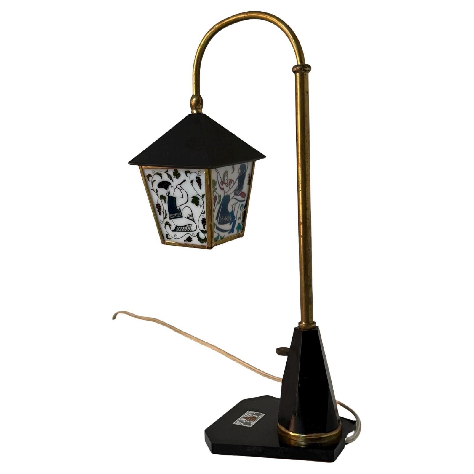 Vintage Table Lamp In Art Deco Style   Stained Glass Shade And Decorative Base   Approx. 1960's   Ukraine   Available As Set photo vinterior