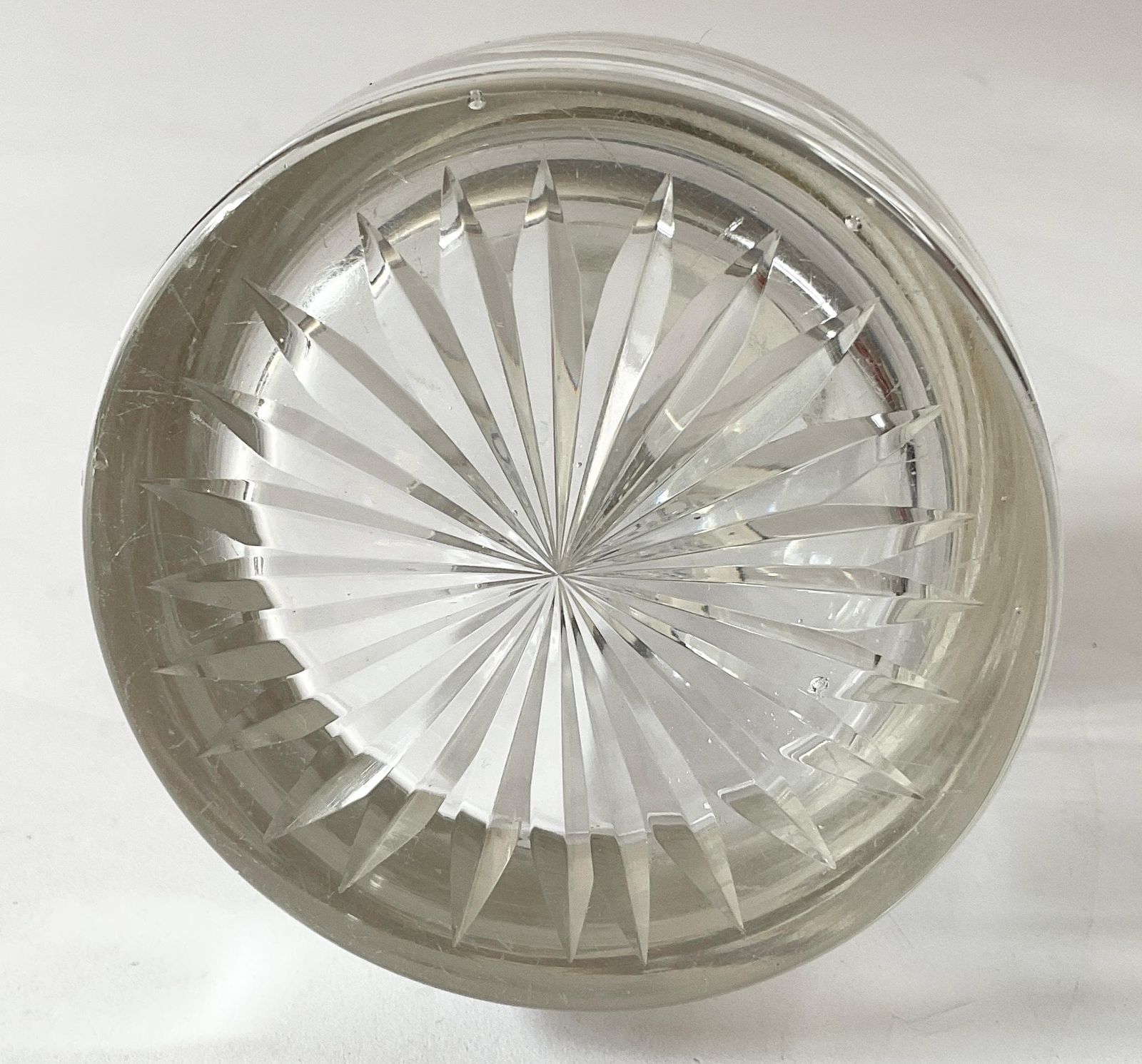 Fine Victorian Cut Crystal Library Inkwell – Faceted Geometric Lid – C.1900 photo vinterior