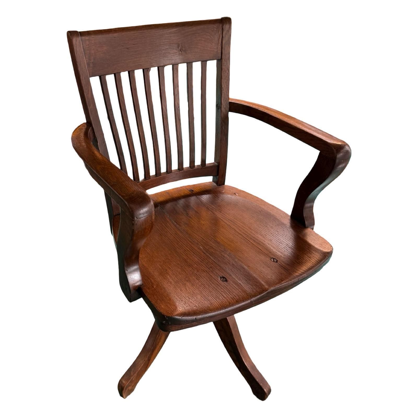Bent Wood Captains Chair   Mounted On A Swiveling Base   Cast Iron Base   Antique Oak photo vinterior