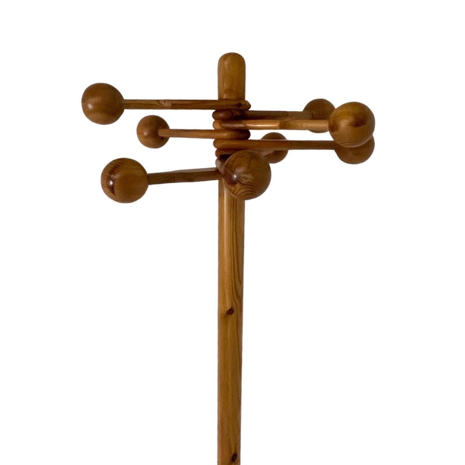 Approx. 1960's   Swedish Made Standing Coat Rack   Pine   Adjustable Hangers photo Furniture