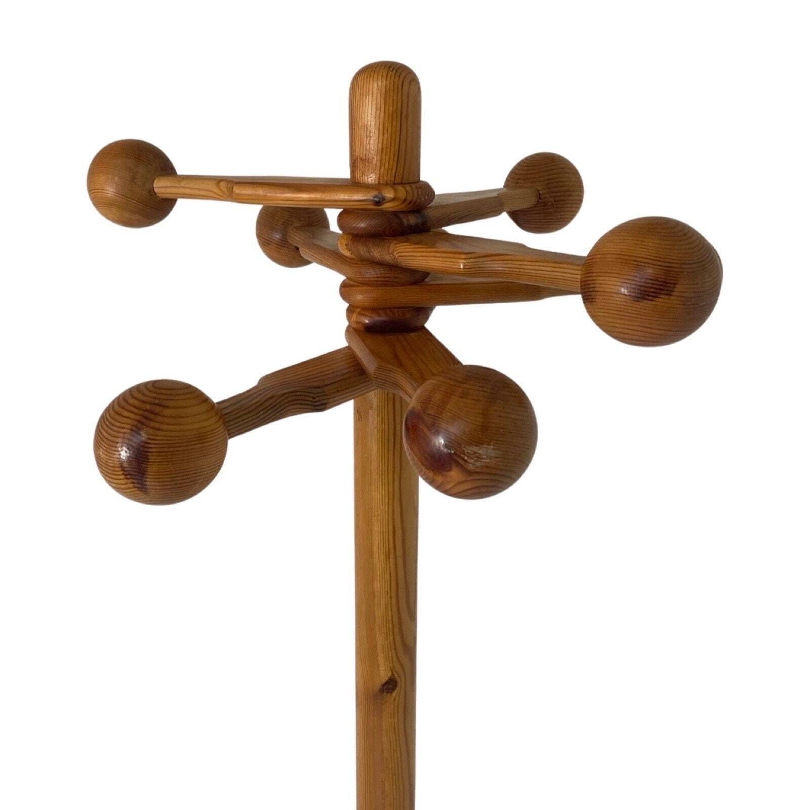 Approx. 1960's   Swedish Made Standing Coat Rack   Pine   Adjustable Hangers photo buy
