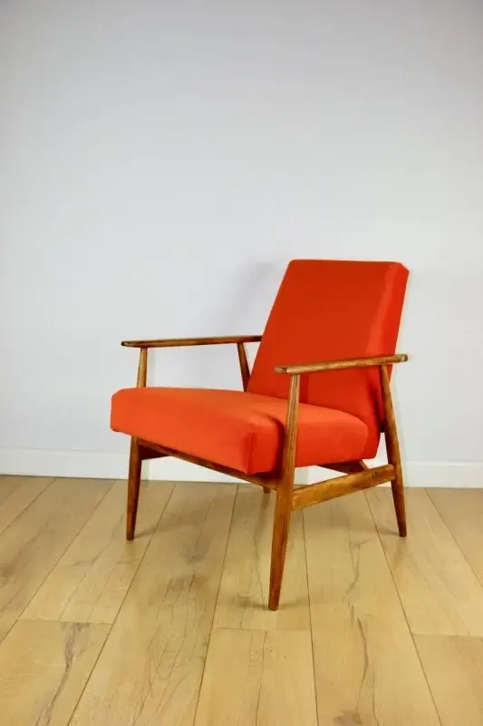 photo furniture "Lis" Armchair, 1970s, Designed By Henryk Lis, Orange