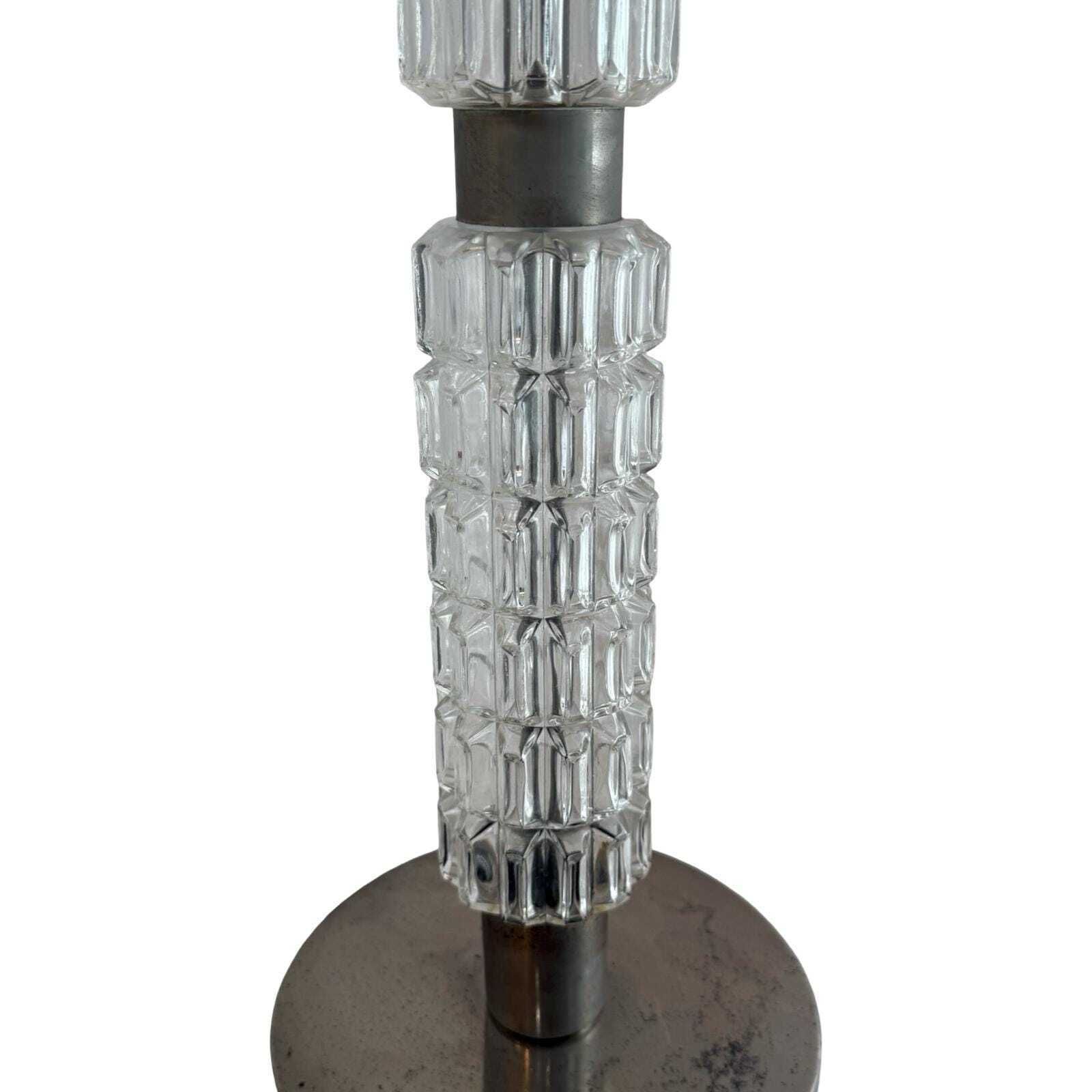 Richard Essig   Floor Lamp   Space Age Design   Crystal Glass, Chrome And Fabric Covered Shade photo 435.0