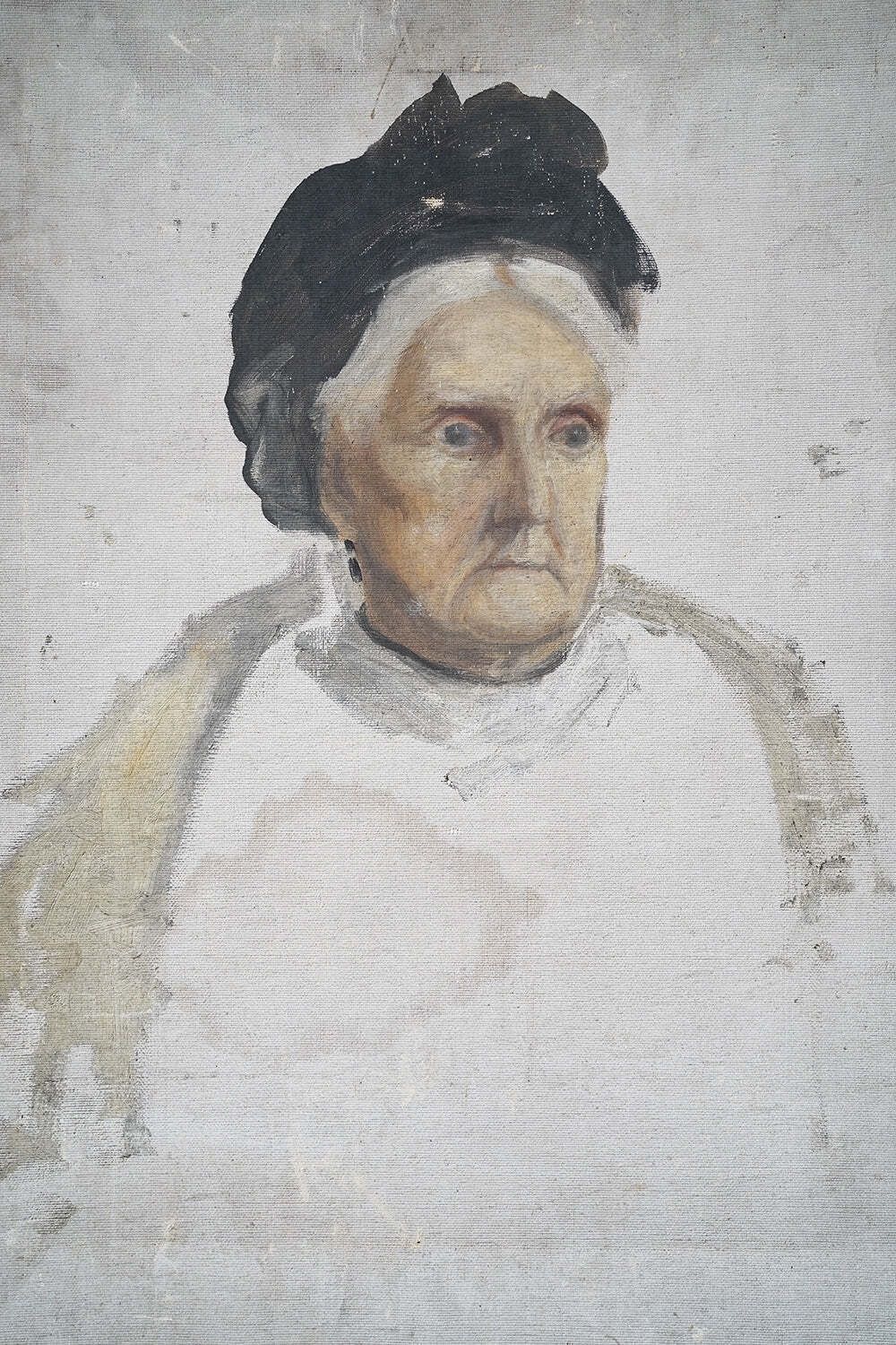 A Late Victorian Unfinished Oil On Canvas Portrait Of An Elderly Lady C.1880 photo for sale
