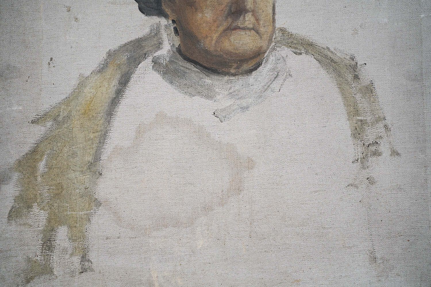 photo buy A Late Victorian Unfinished Oil On Canvas Portrait Of An Elderly Lady C.1880