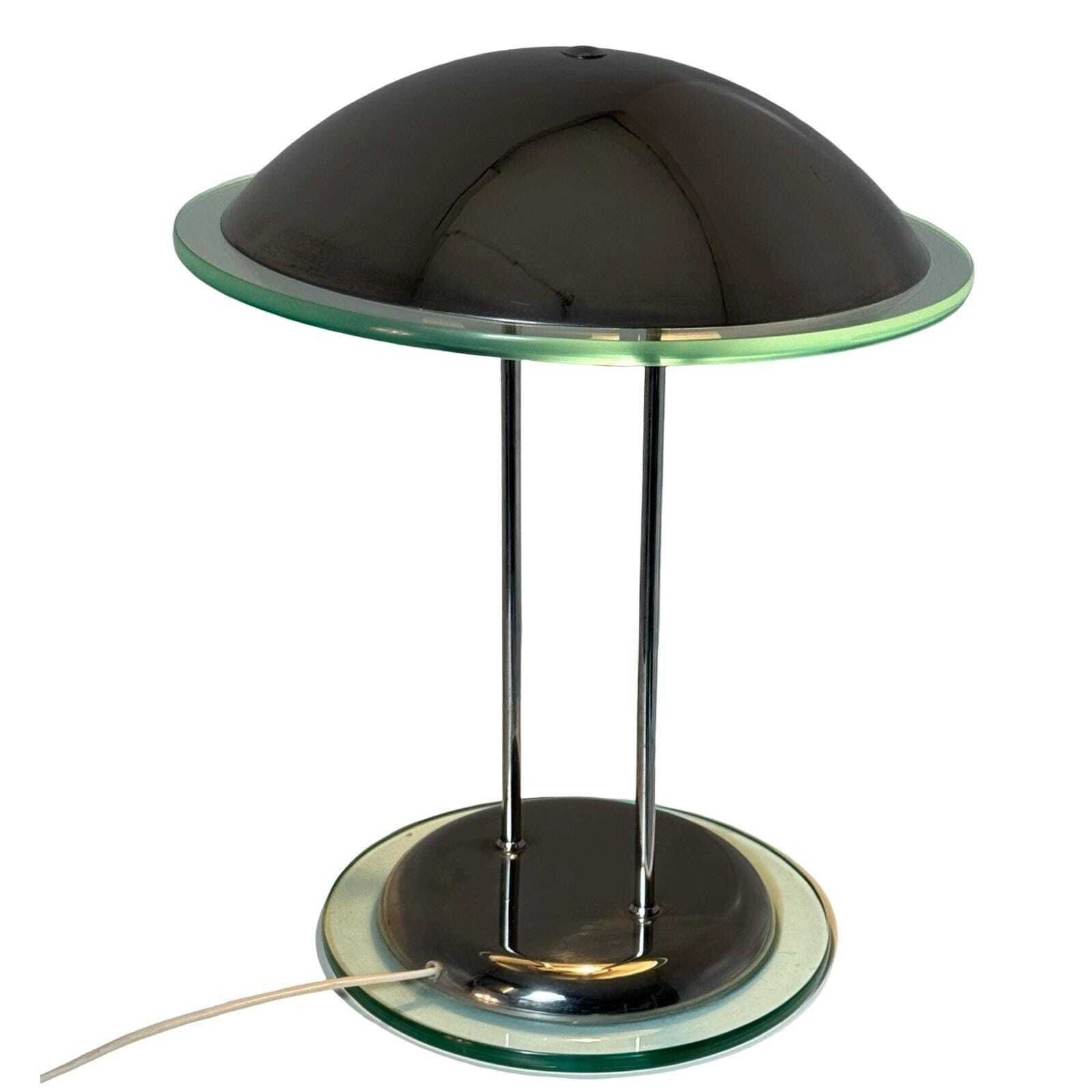 Herda   Vintage Memphis Style Desk Lamp   Glass And Chrome   Ufo / Mushroom Shaped photo vinterior