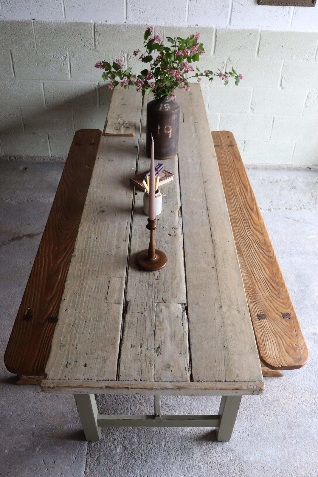 Superb Matching Pair Of Rustic 7ft French Pine Refectory Benches