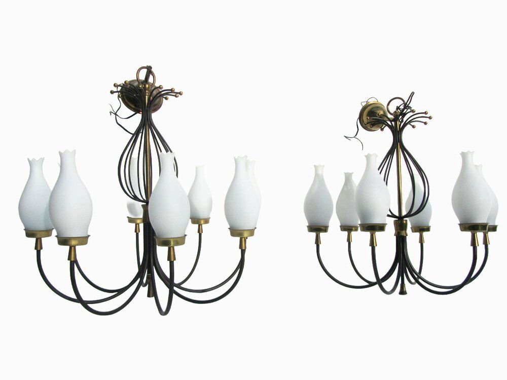 Vintage Chandeliers By Angelo Lelii For Arredoluce, Italy, 1950, Set Of 2