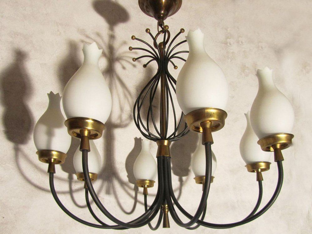 Vintage Chandeliers By Angelo Lelii For Arredoluce, Italy, 1950, Set Of 2 photo 3635.0