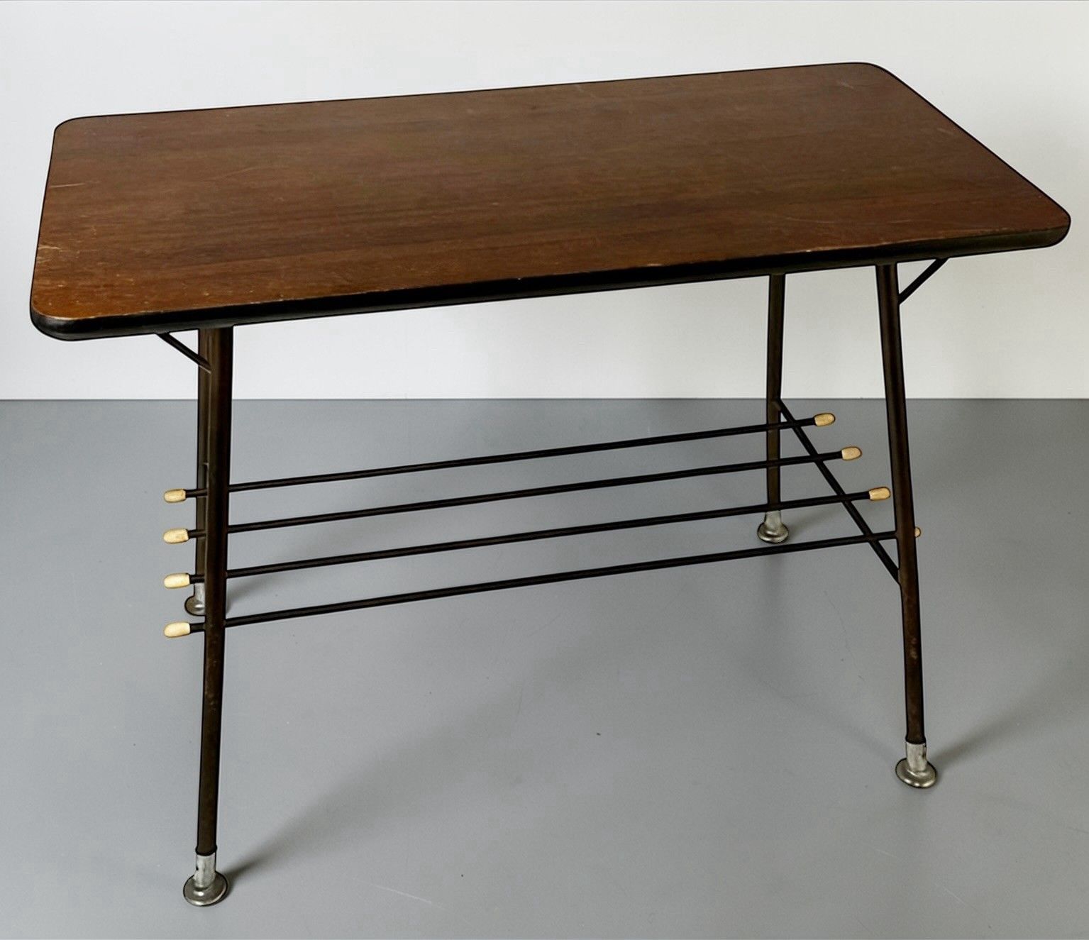 Retro Melamine And Metal Coffee Table Side Table Sputnik Style C1960s photo for sale