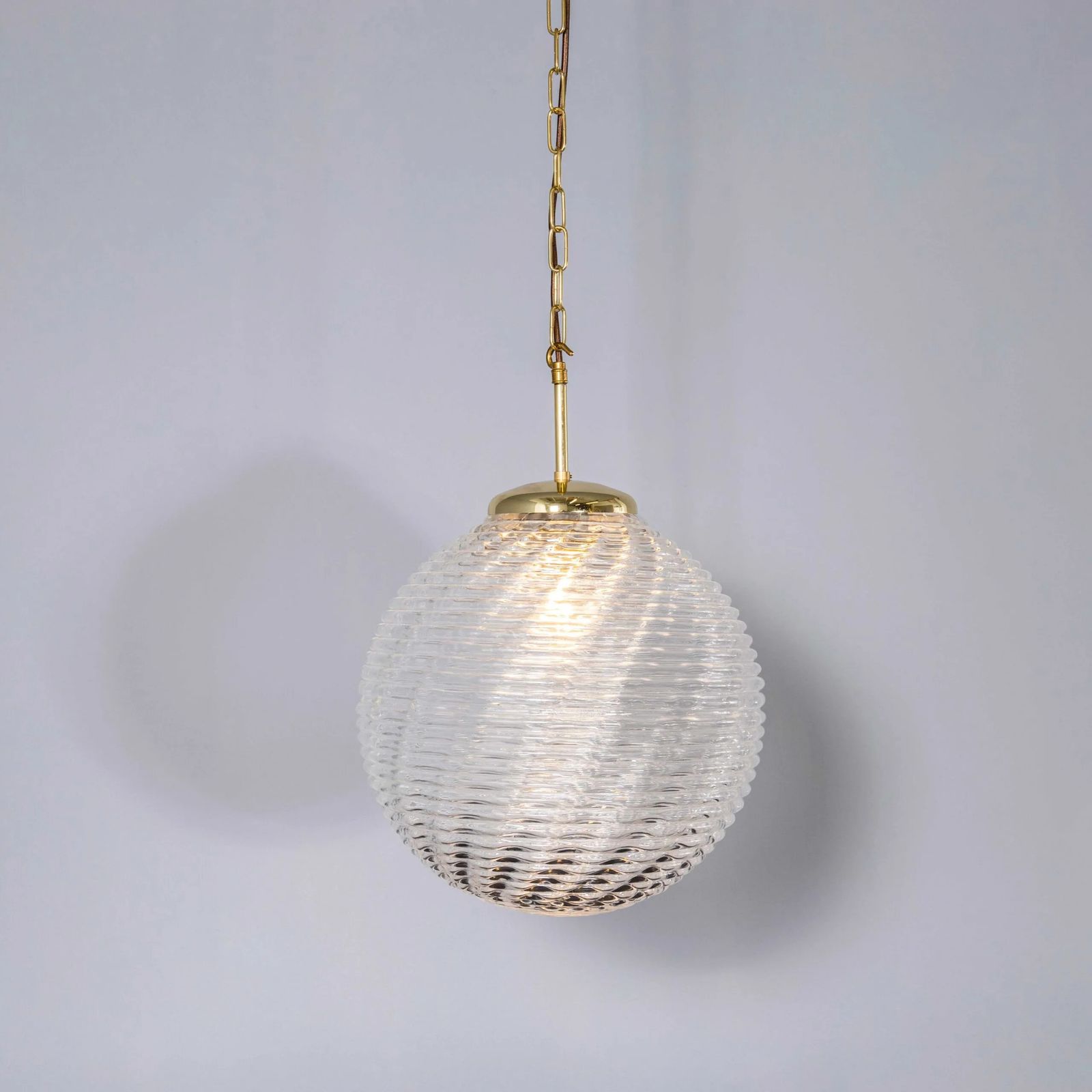 1950’s Original Large Crystal Wave Pendant Globe Lamps – 40cm