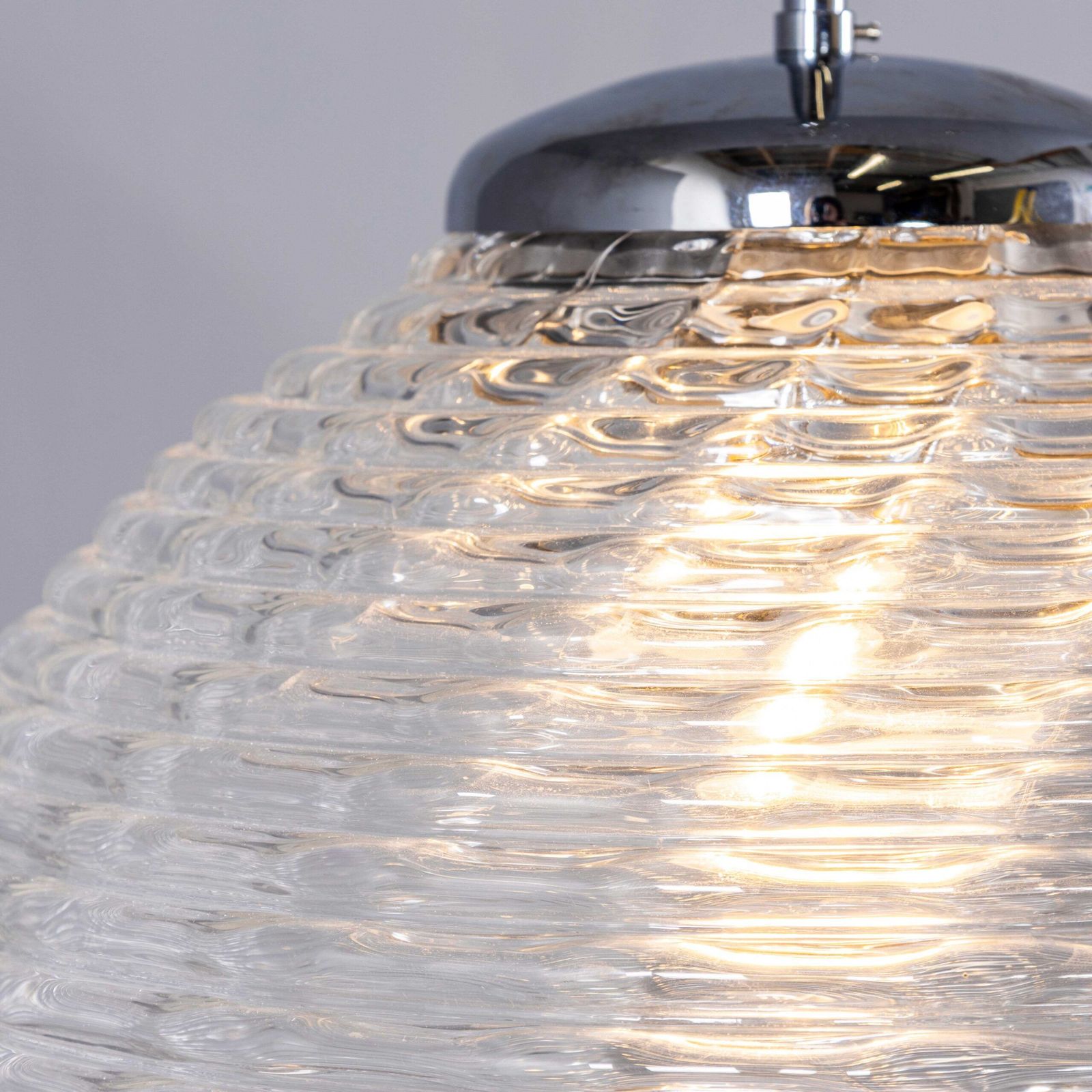 594.0 1950’s Original Large Crystal Wave Pendant Globe Lamps – 40cm photo