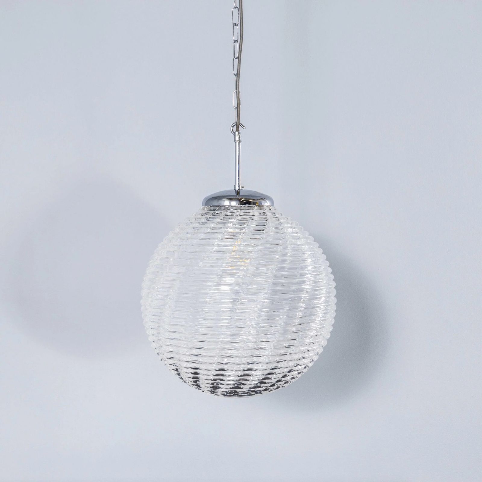 photo vinterior 1950’s Original Large Crystal Wave Pendant Globe Lamps – 40cm