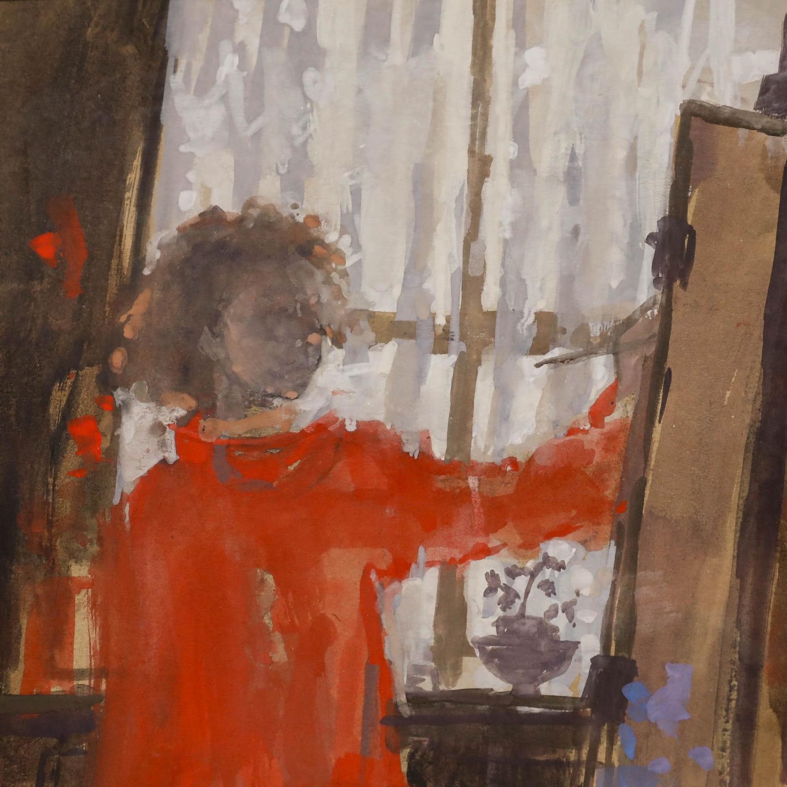Janet Golphin (B.1950) Framed 20th Century Watercolour, Artist In The Mirror photo Art