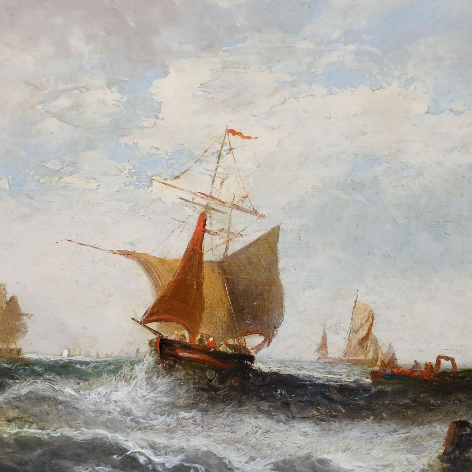 William P. Rogers (Act.1842 1883) 19th Century Oil, Ships Off Deal photo Art