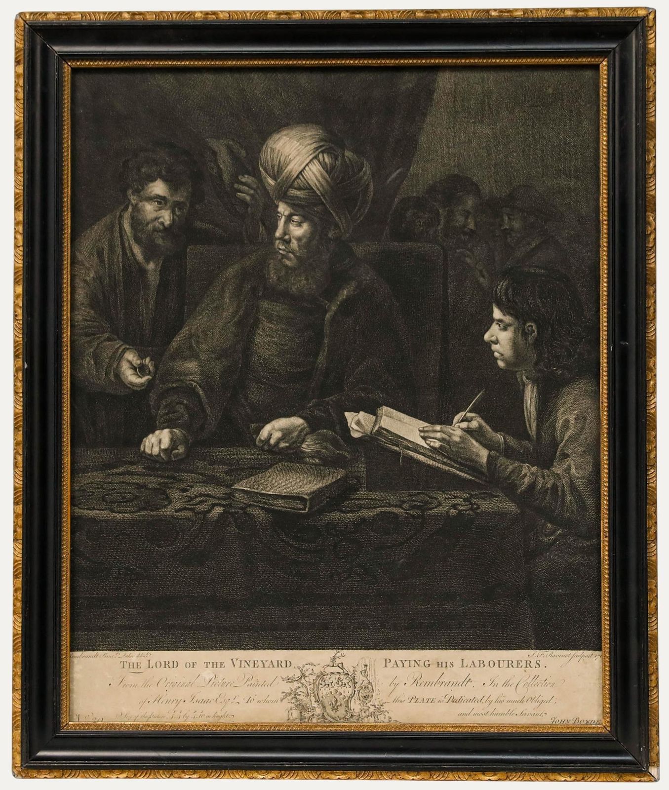 Ravenet After Rembrandt 1767 Engraving, The Lord Of The Vineyard
