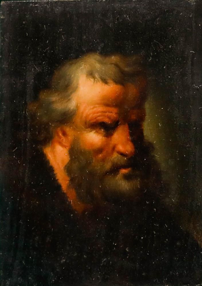 Miniature 19th Century Oil A Stern Man photo furniture