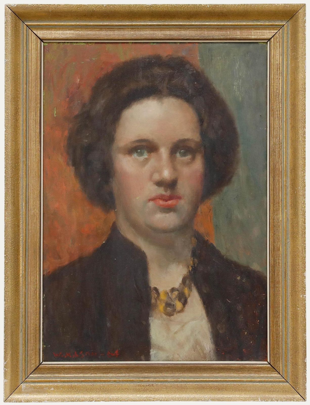 William Mason (1906  2002) 1964 Oil, Lady With Tortoiseshell Necklace