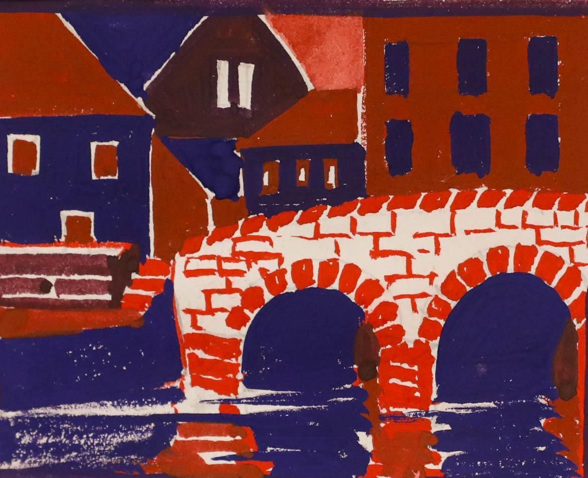 Leslie Charles Boyce (1892 1989) 20th Century Gouache, Water Under The Bridge photo furniture