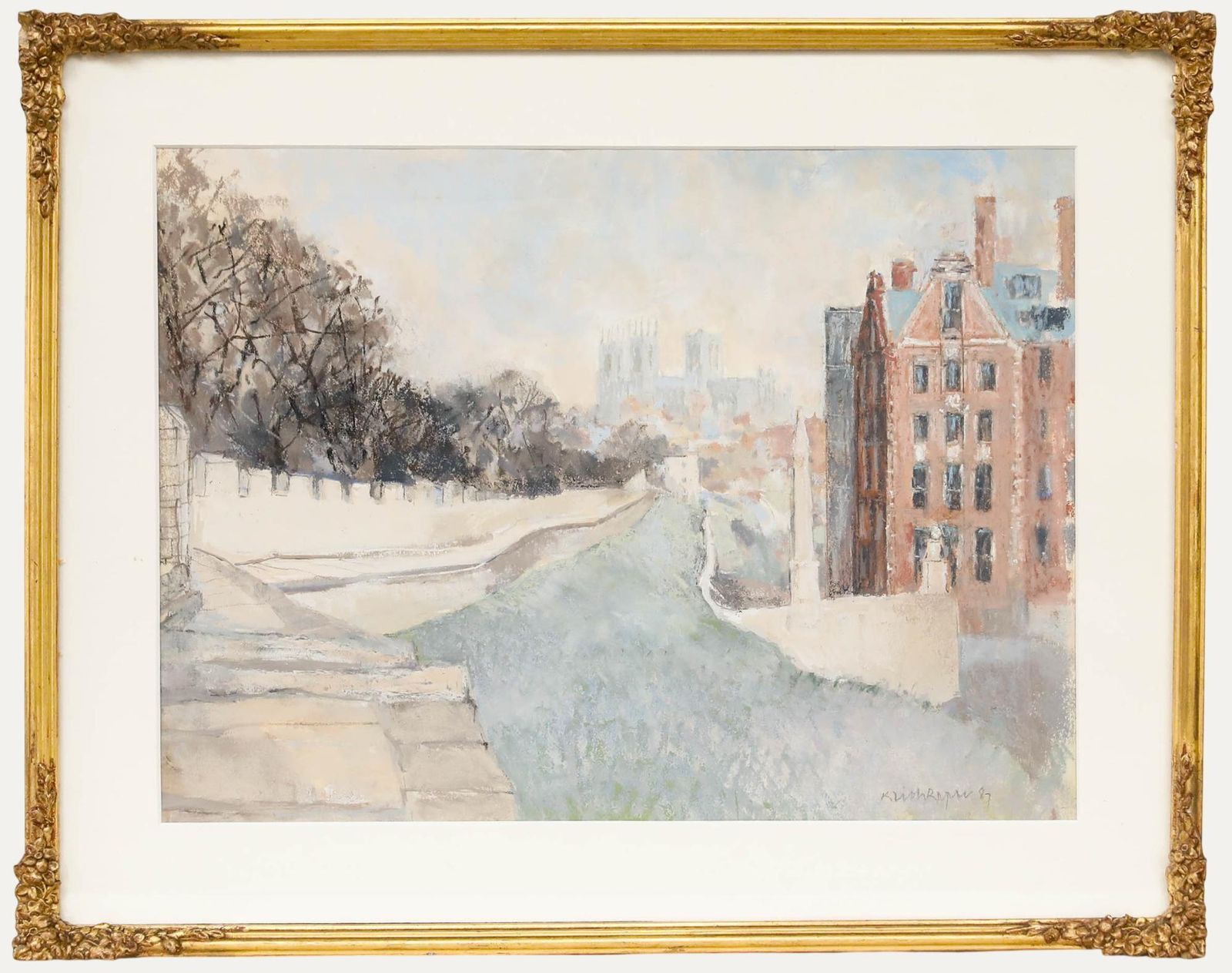 Keith Roper (B.1946) Framed 1987 Pastel, York Minster From The City Walls