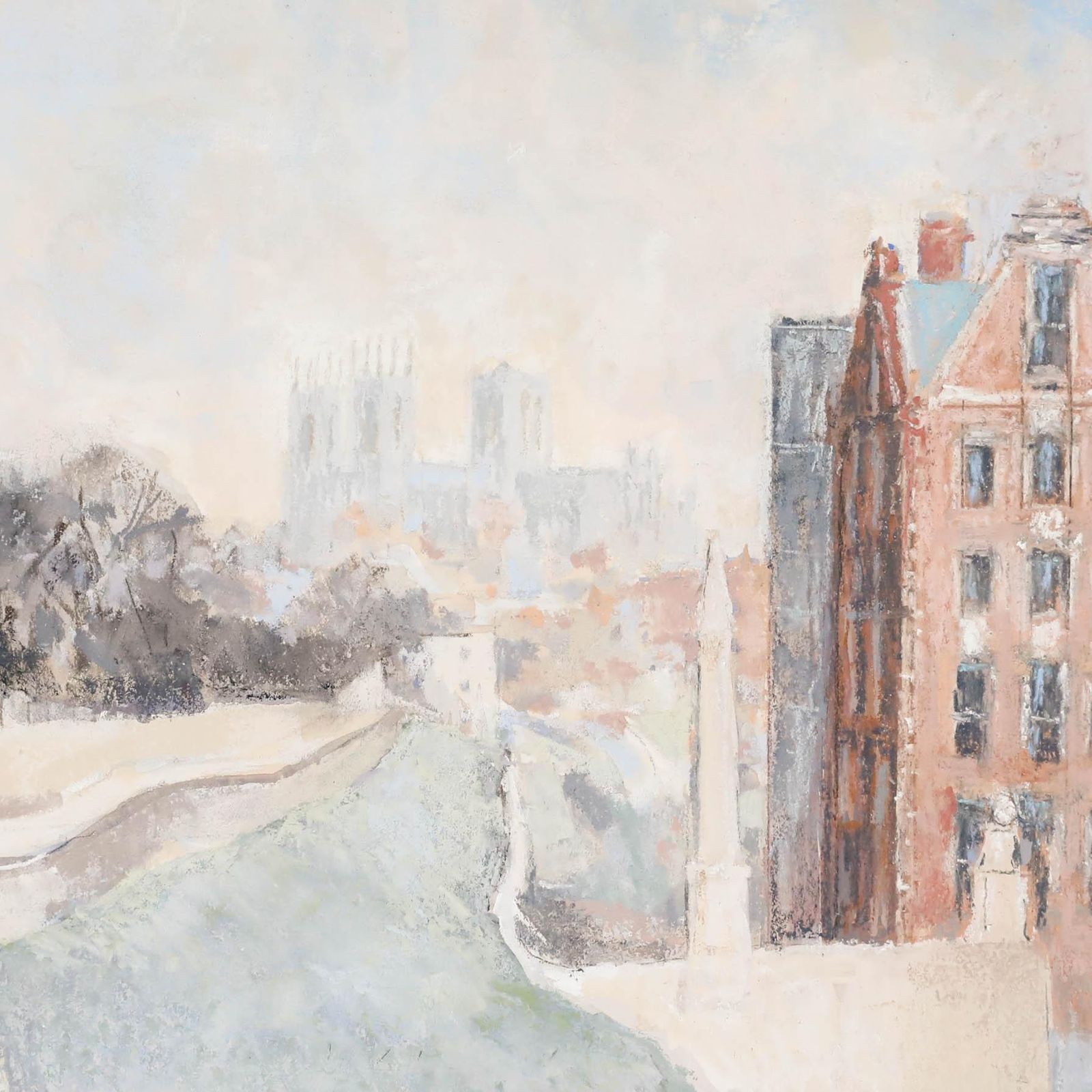 Keith Roper (B.1946) Framed 1987 Pastel, York Minster From The City Walls photo Art