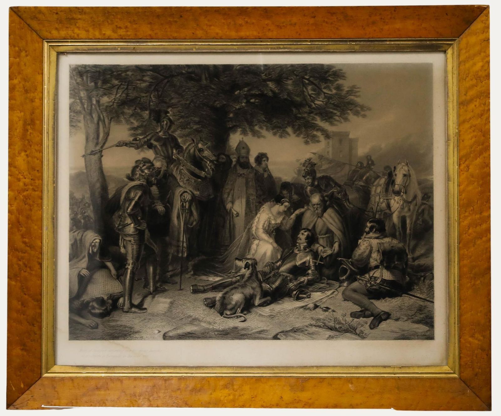 Murray After Landseer 1844 Engraving, Mary Mourning Over The Dying Douglas