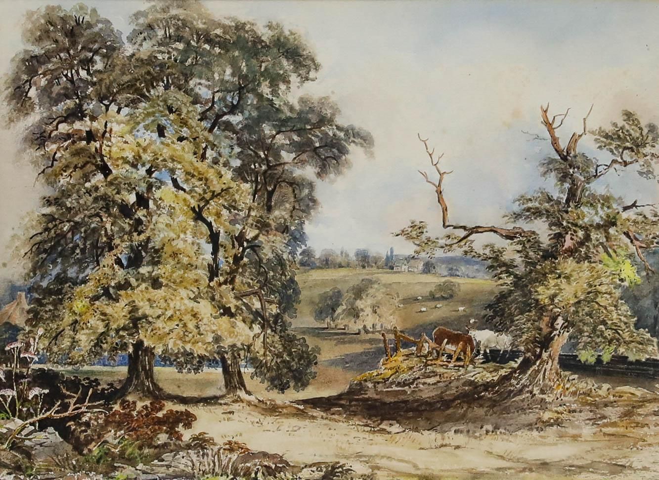 Framed 19th Century Watercolour A Walk In The Countryside photo furniture