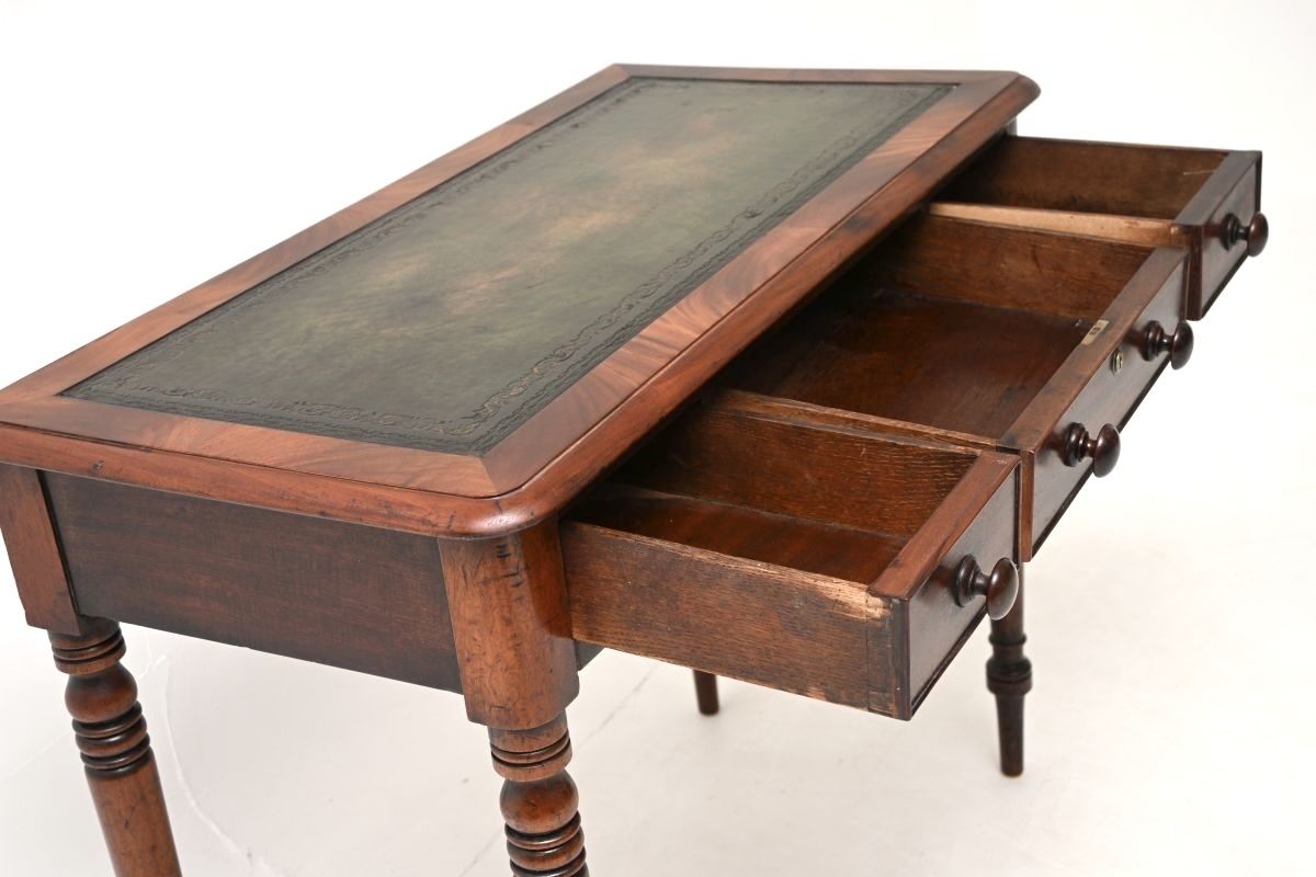 Antique Early Victorian Mahogany Leather Top Writing Table / Desk photo buy