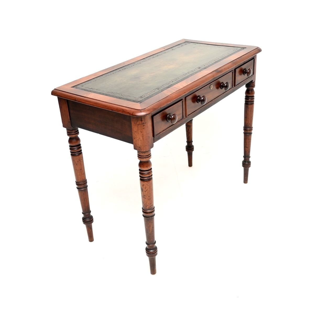 photo furniture Antique Early Victorian Mahogany Leather Top Writing Table / Desk