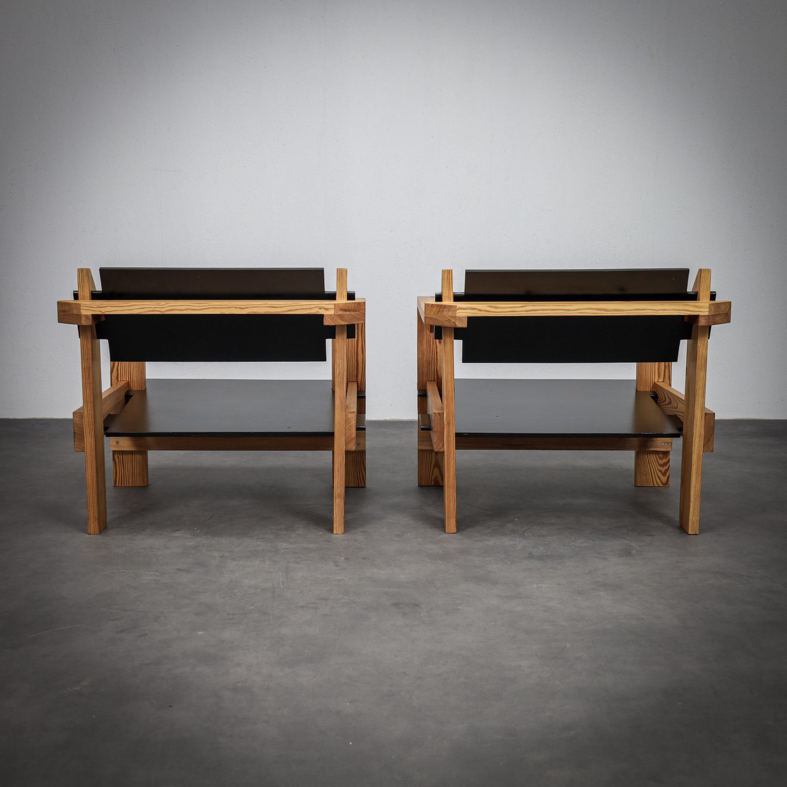 Extremely Rare Pair Of Dutch Solid Pine Lounge Chairs By Wouter Fens, 1960s photo for sale