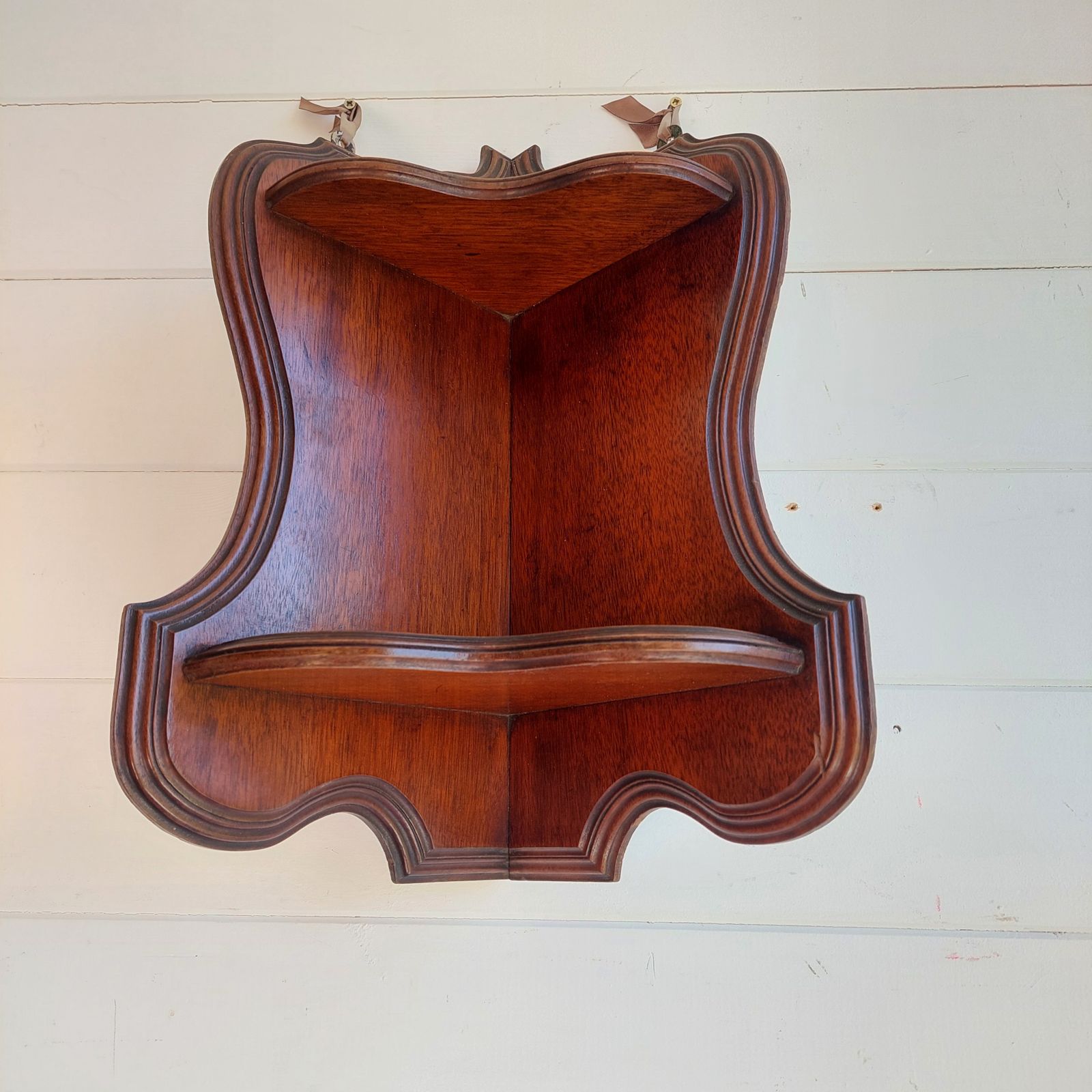 photo buy Antique Mahogany Corner Shelf Wall Shelving Hanging Shelf Unit 19th Century