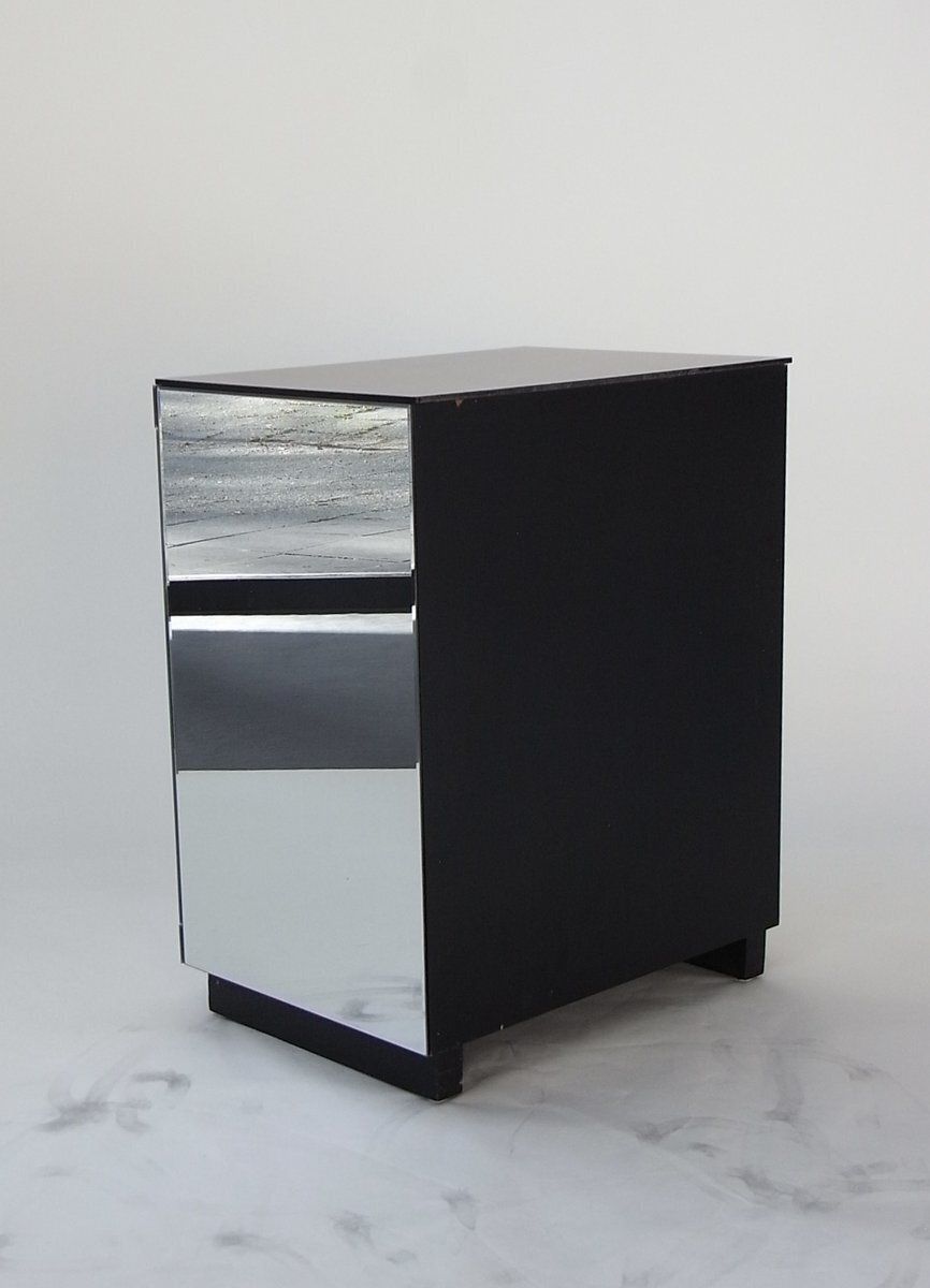 Facet Mirrored Drawer Bedside Table With Faceted Pilasters And Edges, 2010s photo 190.0