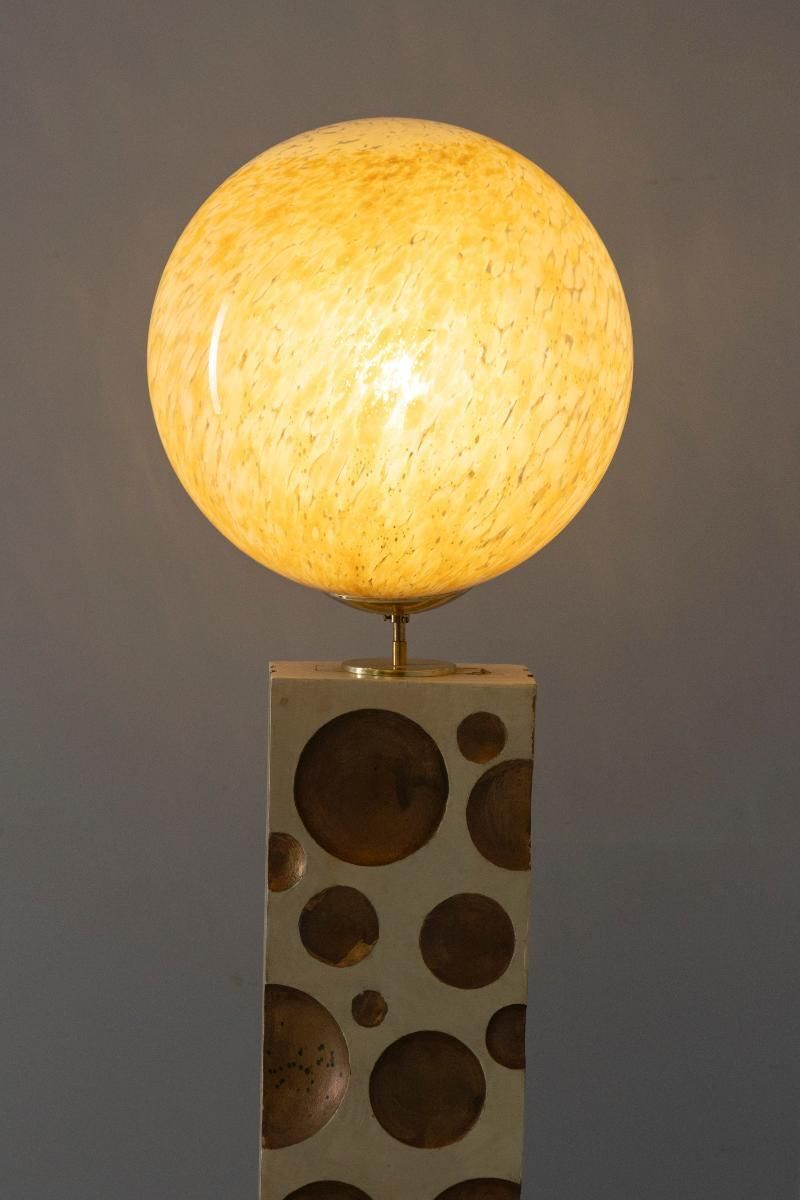 Floor Lamp With Marbled Glass Shade, 1960s–1970s, Europe photo furniture